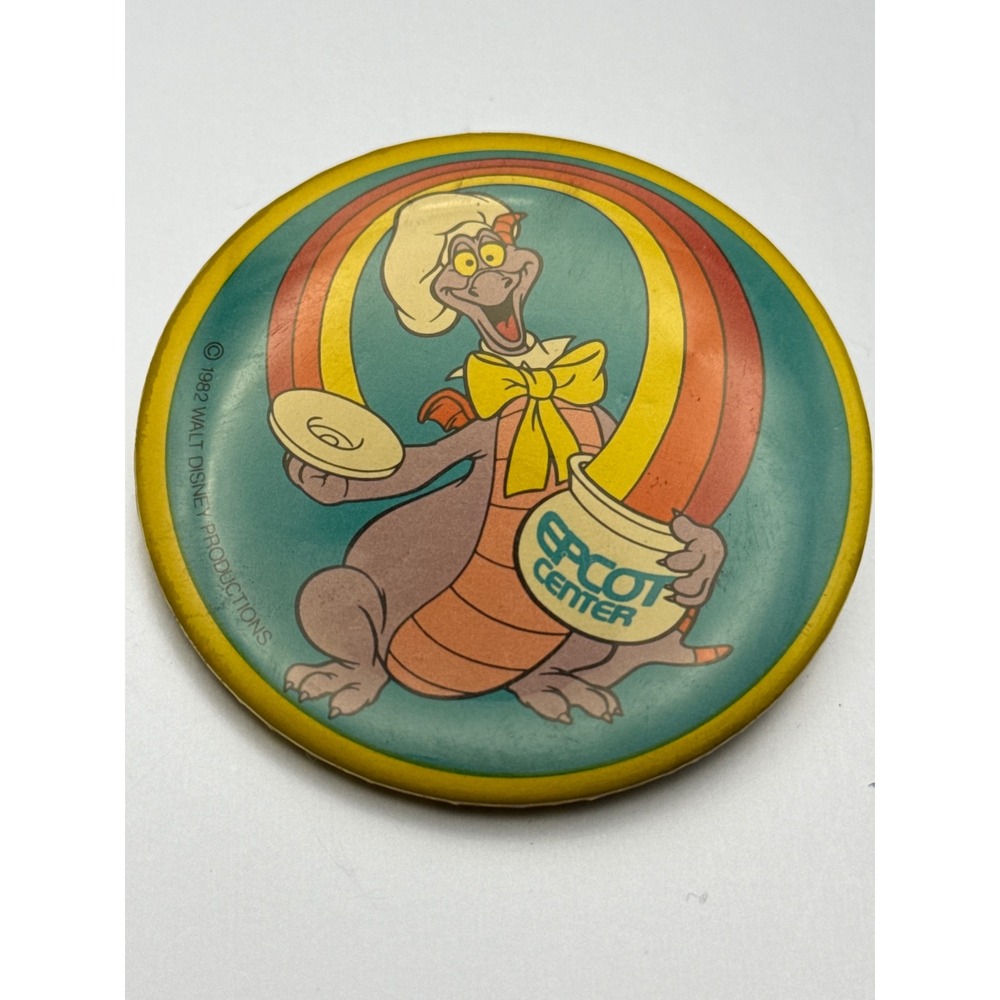 Vintage 1982 Disney Epcot Center Figment Rainbow Pin Button